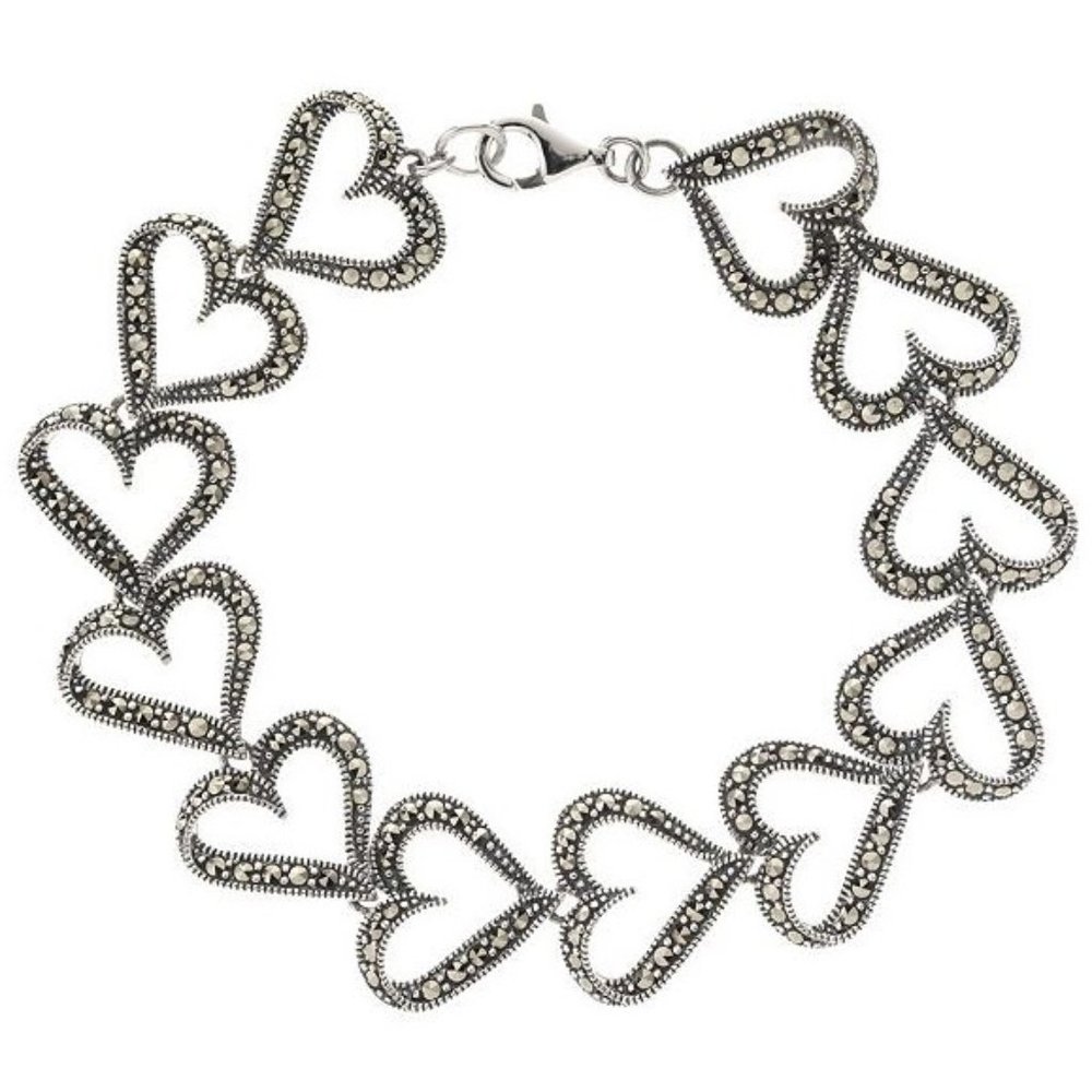 QVC Suspicion Sterling Marcasite Heart Bracelet